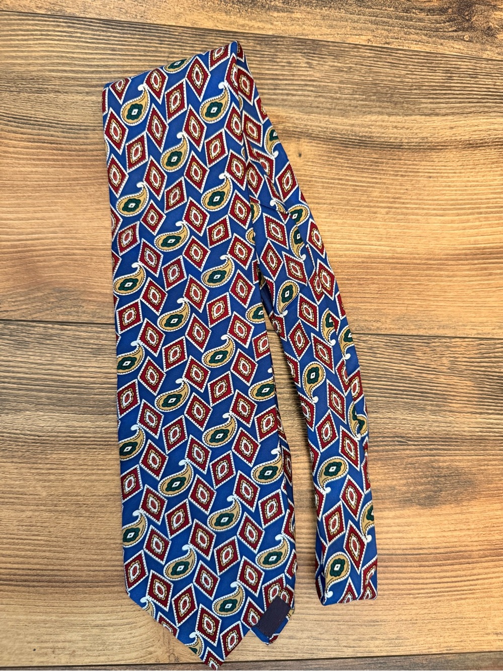 Christian Dior Geometric Silk Tie in Blue & Red